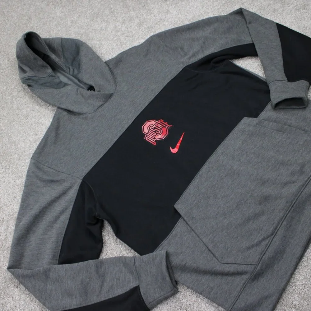 Nike Ohio State‎ Hoodie Adult Medium Gray/Black Dri-Fit L/S Hooded Sweatshirt